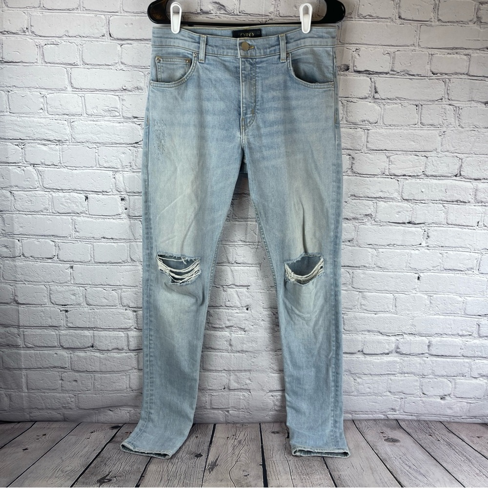 Oro Los Angeles Jeans‎ Mens 30x32 Skinny Slim Distressed Stretch